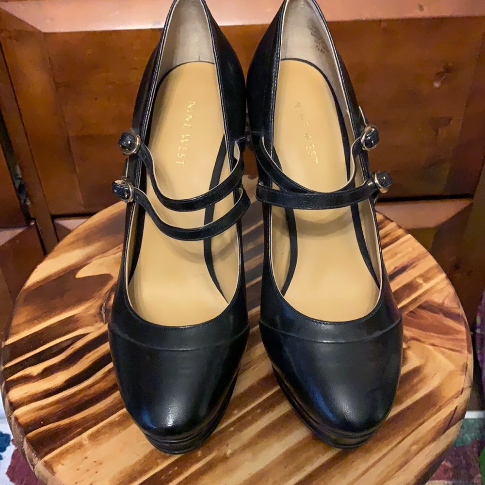 New Black Platform Mary Janes